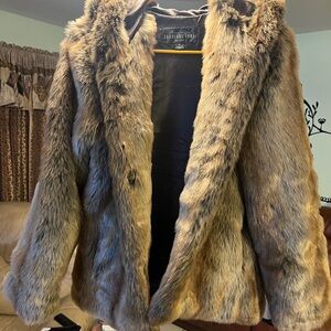 Faux Fur Coat in Brown
